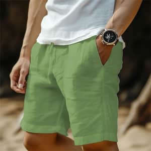 Men's Linen Casual Shorts for $7