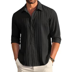 Coofandy Men's Textured Beach Shirt for $12